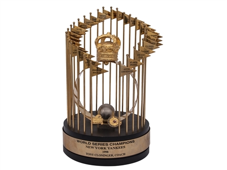 1998 New York Yankees World Series Champions Trophy Presented to Coach Tony Cloninger - Team of the Century 
